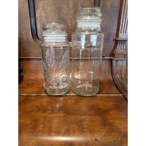 2 Vintage Planters Peanuts Glass Jars 1978 & 1982 With Glass Lids 81/2" & 10"